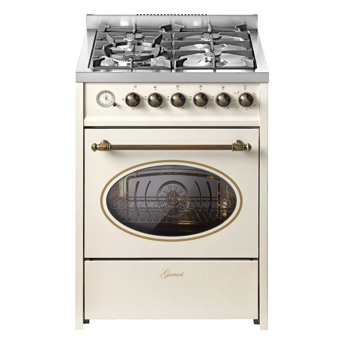 Gas Standherd E 614 Cr Retro Gas Elektro Standherd 60 cm Erdgas Fl.Gas 4 Kw WOK