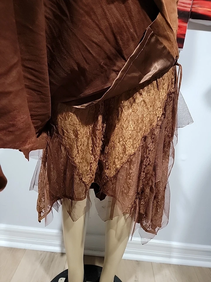 Alberto Makali (Talla 6) Bordada Gamuza Asimétrica Boho Encaje Capa Falda #4 Foto 3 de 4