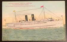 STEAMERS YALE&HARVARD LOS ANGELES STEAMSHIP CO COLORED POSTCARD NEW UNUSED VF