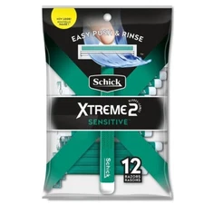 Schick ST2 Xtreme 2 Blades Sensitive Disposable Mens Razors, 12-Pack w/Vitamin E