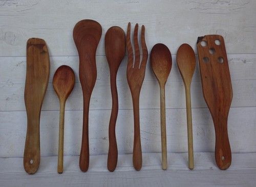 Vintage Wooden Spoons Utensils Country Farmhouse x 8 - Picture 9 of 11