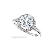 1.50 CARAT CHARLES & COLVARD MOISSANITE HALO RING IN 14K GOLD