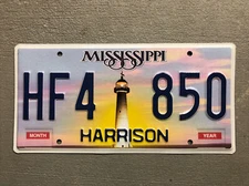MISSISSIPPI LICENSE PLATE LIGHTHOUSE RANDOM LETTERS/ NUMBERS