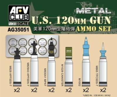 1/35 AFV Club Ammo Set for US 120mm Gun (for M1A1, M1A2) #AG35051