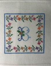 Susan Treglown Hand Painted Needlepoint Canvas Floral Border Alphabet Letter B
