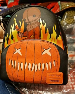LOUNGEFLY TRICK 'R TREAT SAM & JACK O' LANTERN MINI BACKPACK GLOW IN THE DARK S4