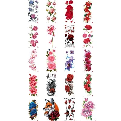 CRYSTALWORLDUK Vibrant Rose Design Temporary Tattoo Stickers for Hand and Body Art Unisex Use