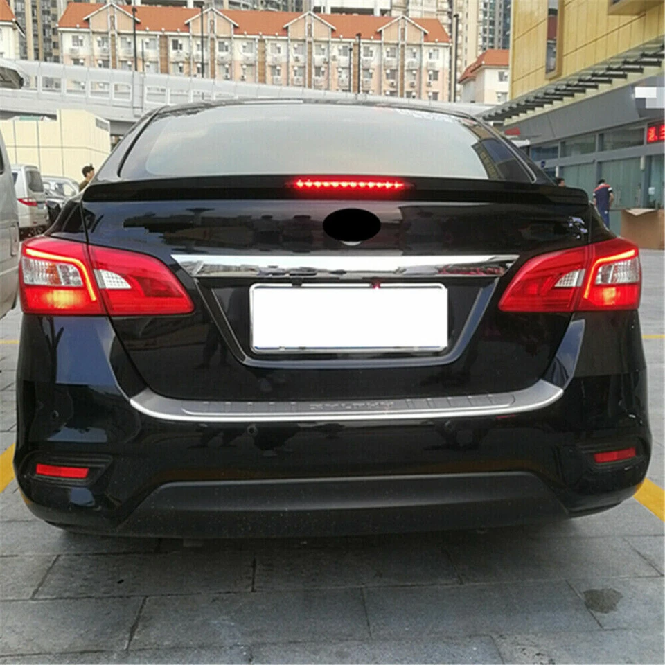 For 2013-2019 Nissan Sentra Rear Trunk Spoiler Gloss Black w/ LED Light SR Style - Imagem 2 de 4