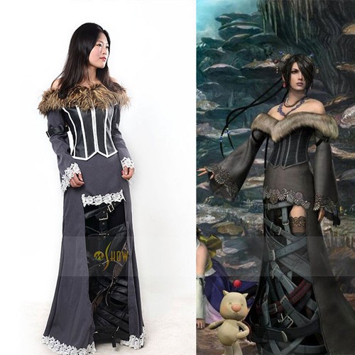 Final Fantasy X 10 Lulu Cosplay Costume Clothing Leather Belt Chiffons Dress - Picture 5 of 5