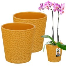 KOTARBAU® 2 St. Blumentopf Keramik glasiert  ⌀ 9,5cm Orchideentopf Pflanztopf