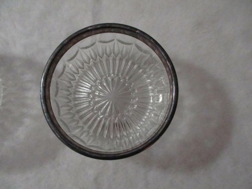 2 Piece Set of Candy/ Nut Clear Cut Glass Serving Bowls w/ Silver Plate Rim Exc - Picture 4 of 5