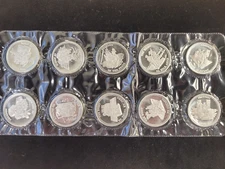 Johnson Matthey Bill of Rights FULL SET 1 oz Rounds x10 999 Silver - Rare Sealed