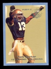 1993 Fleer TOM CARTER Washington Redskins NFL Prospects Rookie Insert Card. rookie card picture