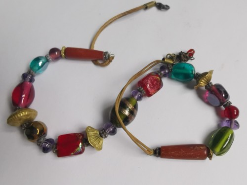 Collier Perles En Verre Framboise Vintage - Années 1930/1960, Laiton, Style Rétro - Occasion
