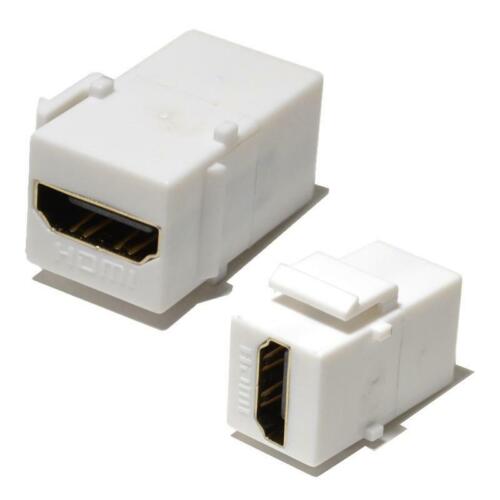White HDMI Connector Keystone Insert Jack Female to Female Adapter Coupler 2/pk - Picture 1 of 3