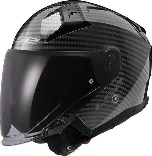 CASCO MOTO JET CARBONIO 22.06 LS2 INFINITY II GLOSS CARBON TG S + VISIERA SCURA