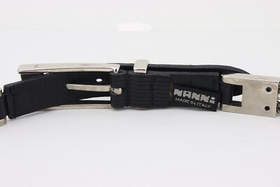 NANNI- SILVER MESH RIVET BLACK LEATHER BELT Nanni belt rhinestone leather - Gem main image 4