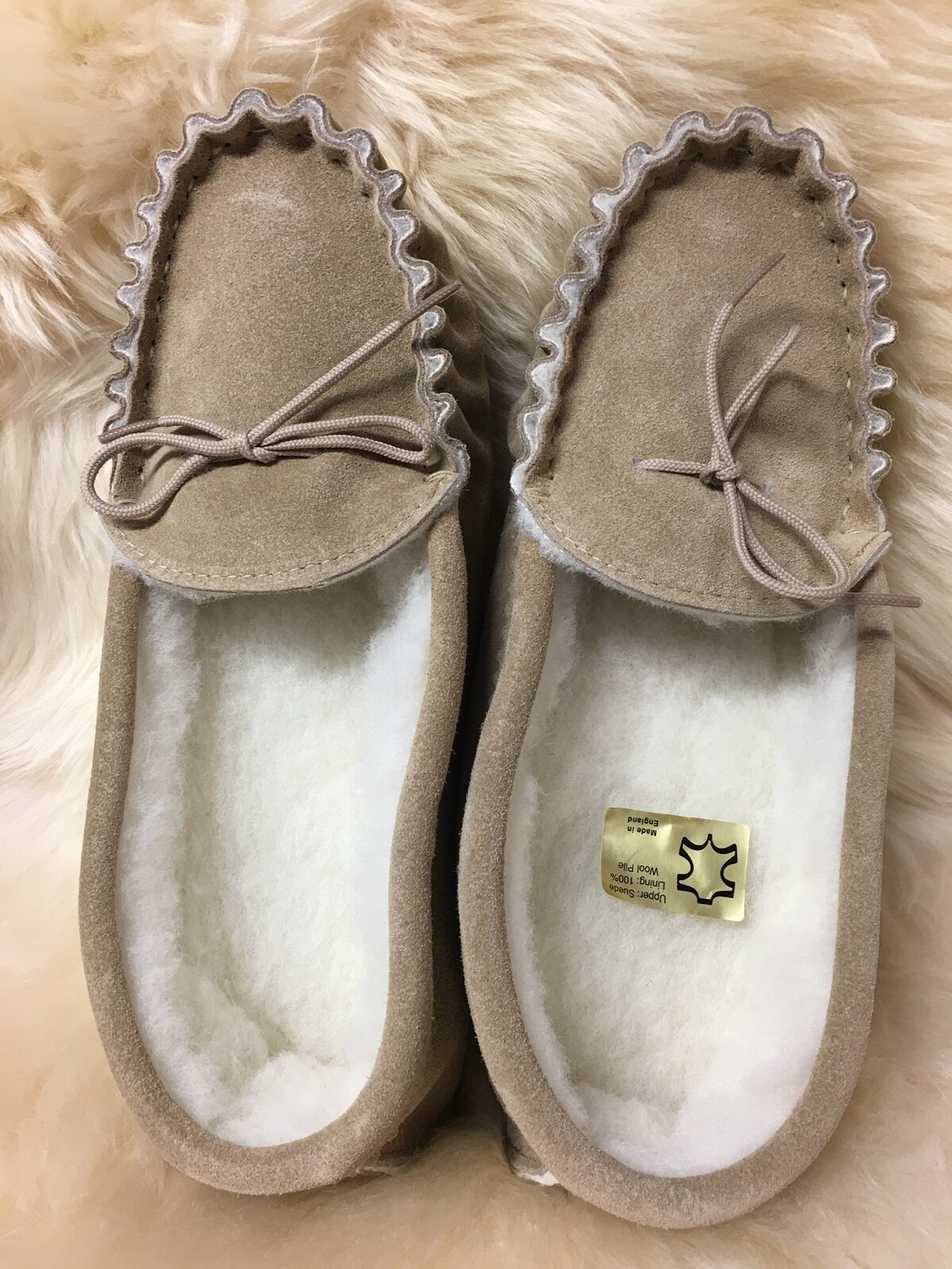 SAOLA Ciabatta mocassino uomo suola morbida pelle di pecora scamosciata 6 11 "made in britain"