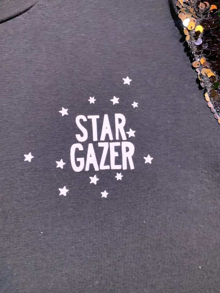 M&Co Girls Kylie Glitter Sequins Sleeve Crop Top T Shirt - Size 11-12 - Image 2 of 4