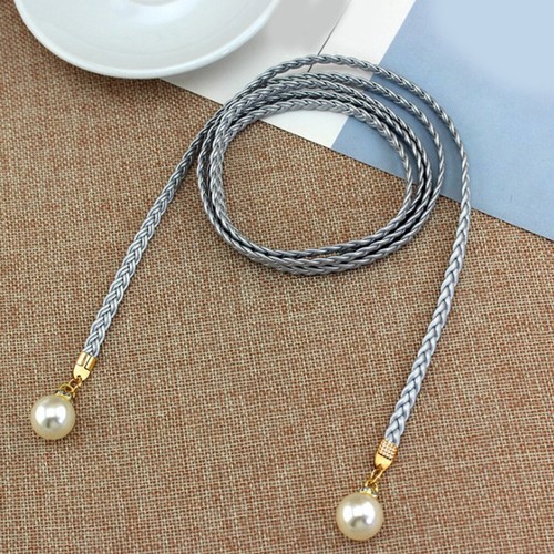 Super Thin Skinny Rope Belt Tie Up Bohemian Pearl Braided Dress Waistband Ḵ - Picture 17 of 18