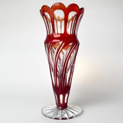 Val st Lambert crystal vase vintage cut to clear vase
