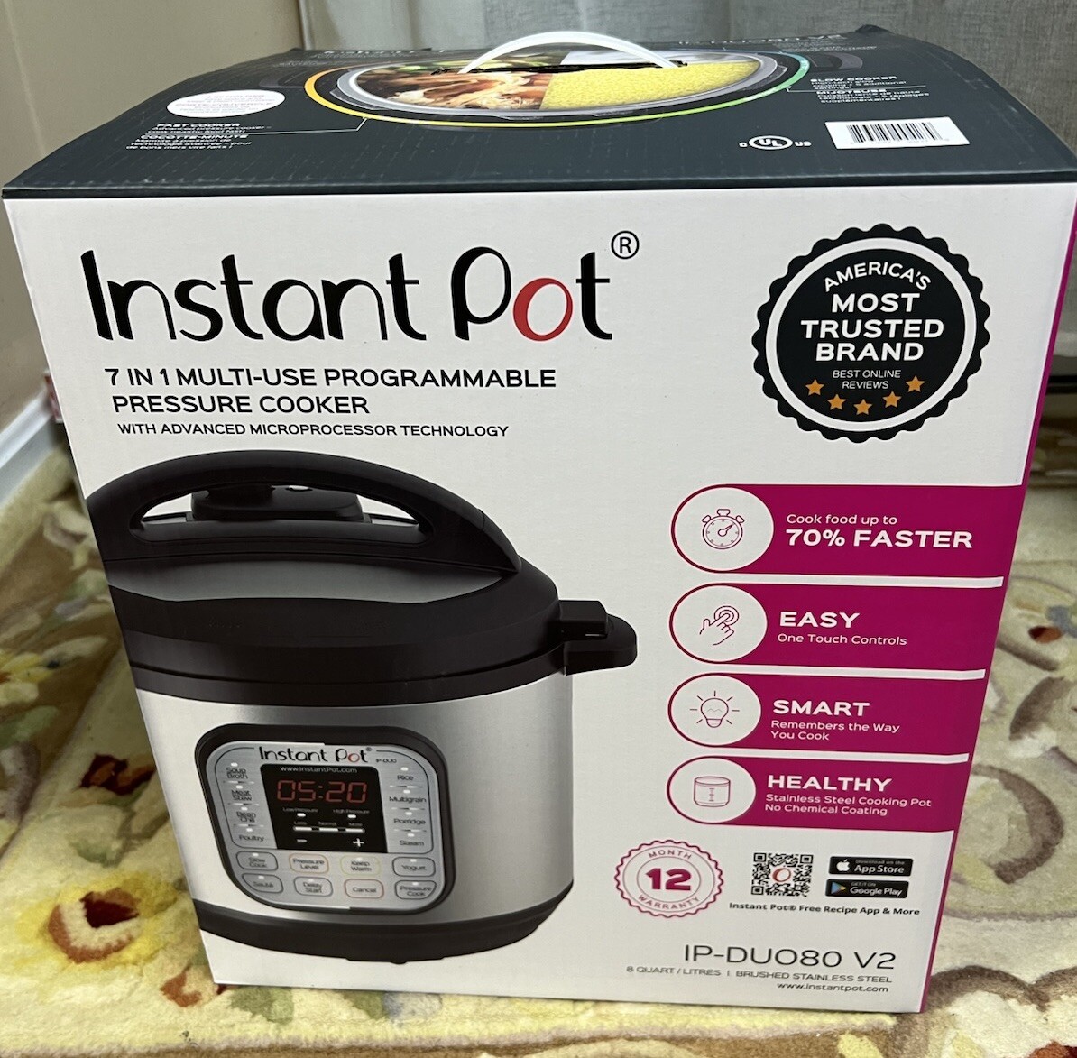 Instant Pot Duo 7-in-1 Electric Pressure Cooker - Stainless Steel/Black, 8Qt...-image