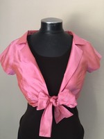 Gossip Shrug Pink 100% Silk Sheen Tie Front Cap Sleeve Crop Size 42 Italy Gossip Shrug Pink 100% Silk Sheen Tie Front Cap Sleeve Crop Size 42 Italy