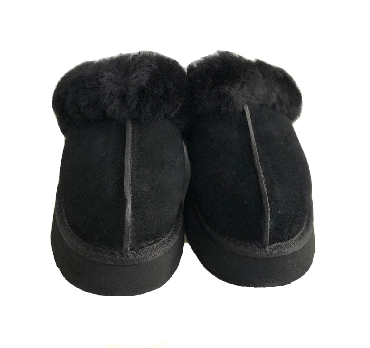 UGG DISQUETTE SLIDE BLACK SHEARLING CUFF SANDALS US 7 / EU 38 / UK