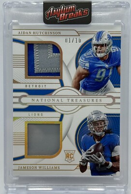 2022 National Treasures Aiden Hutchinson, Jameson Williams Dual Patch /10   