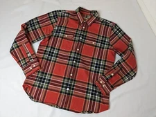 FLINT AND TINDER Shirt Mens Large Red Plaid Western Button Down