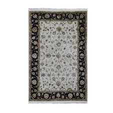 6' x 9'3" Round Black Hand Knotted Half Wool & Half Silk Rajasthan Rug R59016