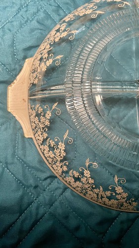 Duncan & Miller First Love Etch DECO Relish Tray Dish Vintage Silver Inlay 10” - Picture 9 of 12