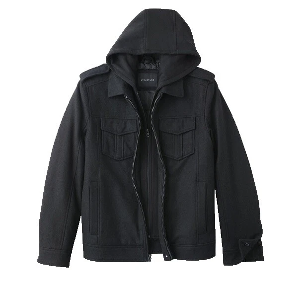 Abrigos, chaquetas y chalecos negros de estructura para hombre