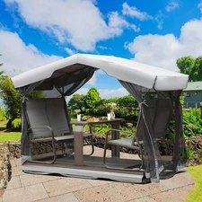 Outdoor 4-Seat Aluminum Patio Porch Glider Swing w/Waterproof Canopy