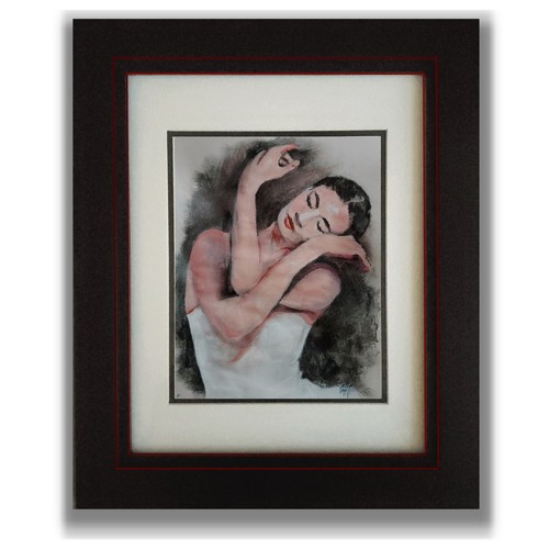 YARY DLUHOS Figure Woman Female Dancer Portrait Original Watercolor Painting