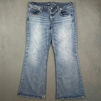 American Eagle Jeans Womens 14 Hipster Bootcut Stretch Med Wash Denim Jeans AEO
