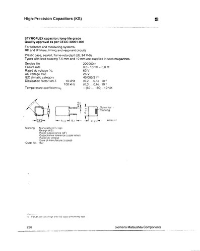 Siemens KS Condensateur Styroflex 6800pF 6,8nF 160V 2,5% - 1pc - Picture 3 of 3