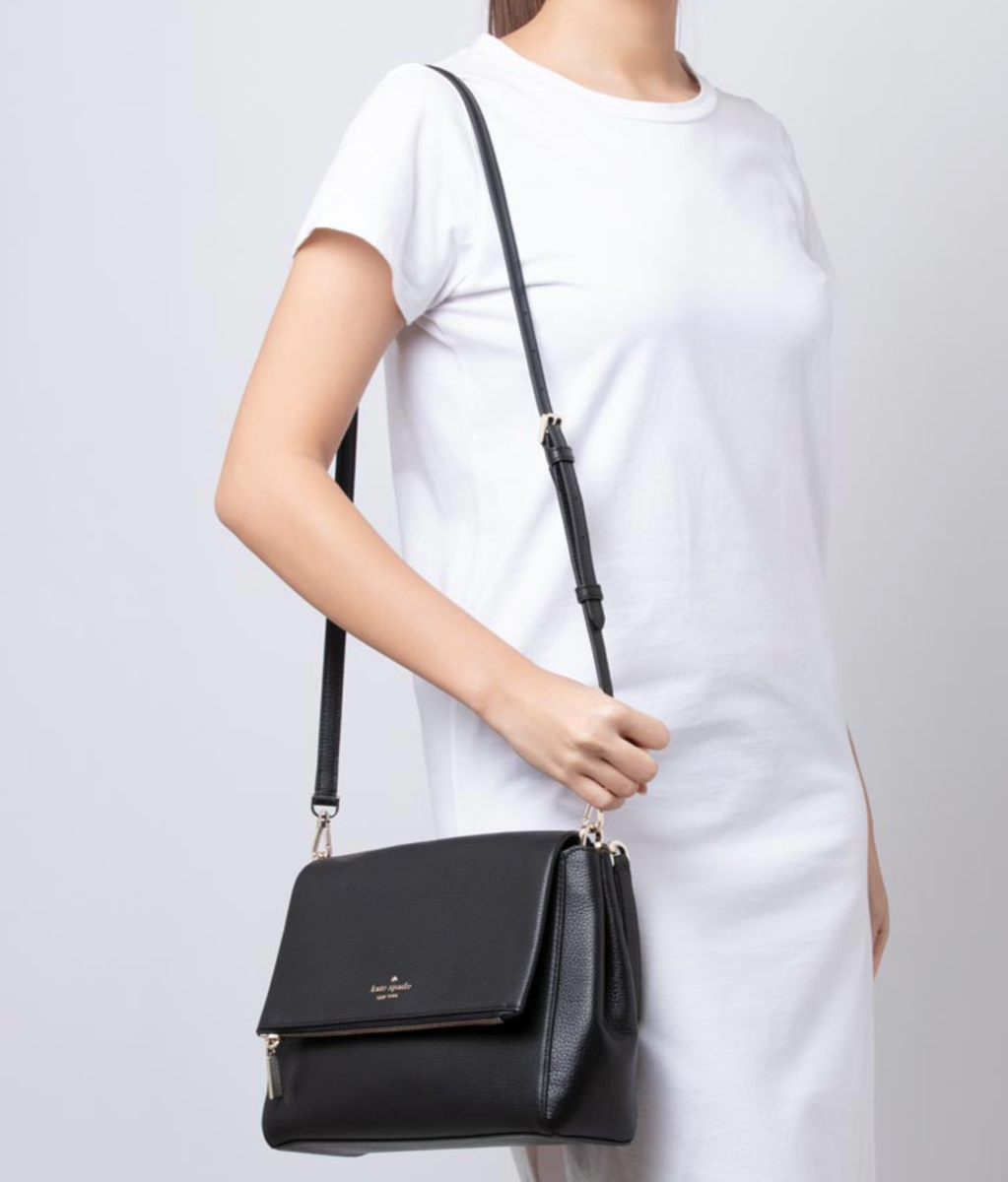Kate Spade Leila MD Pebbled Leather Flap Shoulder Bag In Kate Spade Leila MD Pebbled Leather Flap Shoulder Bag In