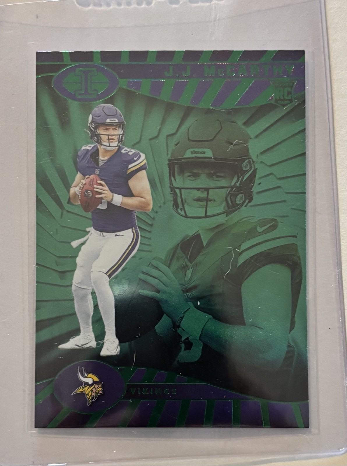 2024 Panini Illusions #100 JJ McCarthy RC Emerald Trophy Collection