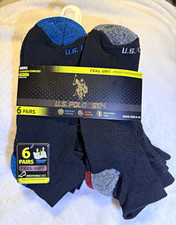 U.S. Polo Assn. 6-Pair Men's Low Cut Cushioned Moisture-Wicking Socks 6-12