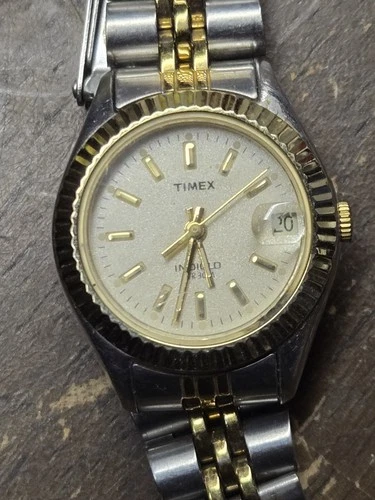 Vintage Timex Indiglo Women's Two-Tone Dress Watch - Date Window - CR1216