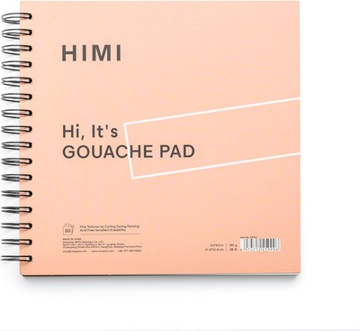HIMI Gouache Pad 8.5X8.5''(98lb/160g) 50 Sheets Mix Paper Pad, Side Wire Pink 