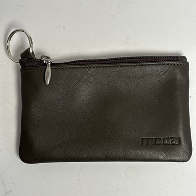 Moda Small, Leather Zippered Coin Credit Card Pouch, Mini Wallet, Key Ring NWT