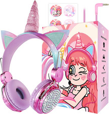 Kids Unicorns Headphones with Mic for School/Travel,95dB Volume Limited,Sharepor