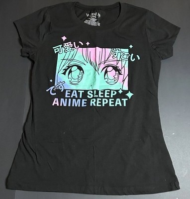Wound Up Anime Shirt Juniors XL  EAT, SLEEP, ANIME, REPEAT  T-Shirt by Wound Up