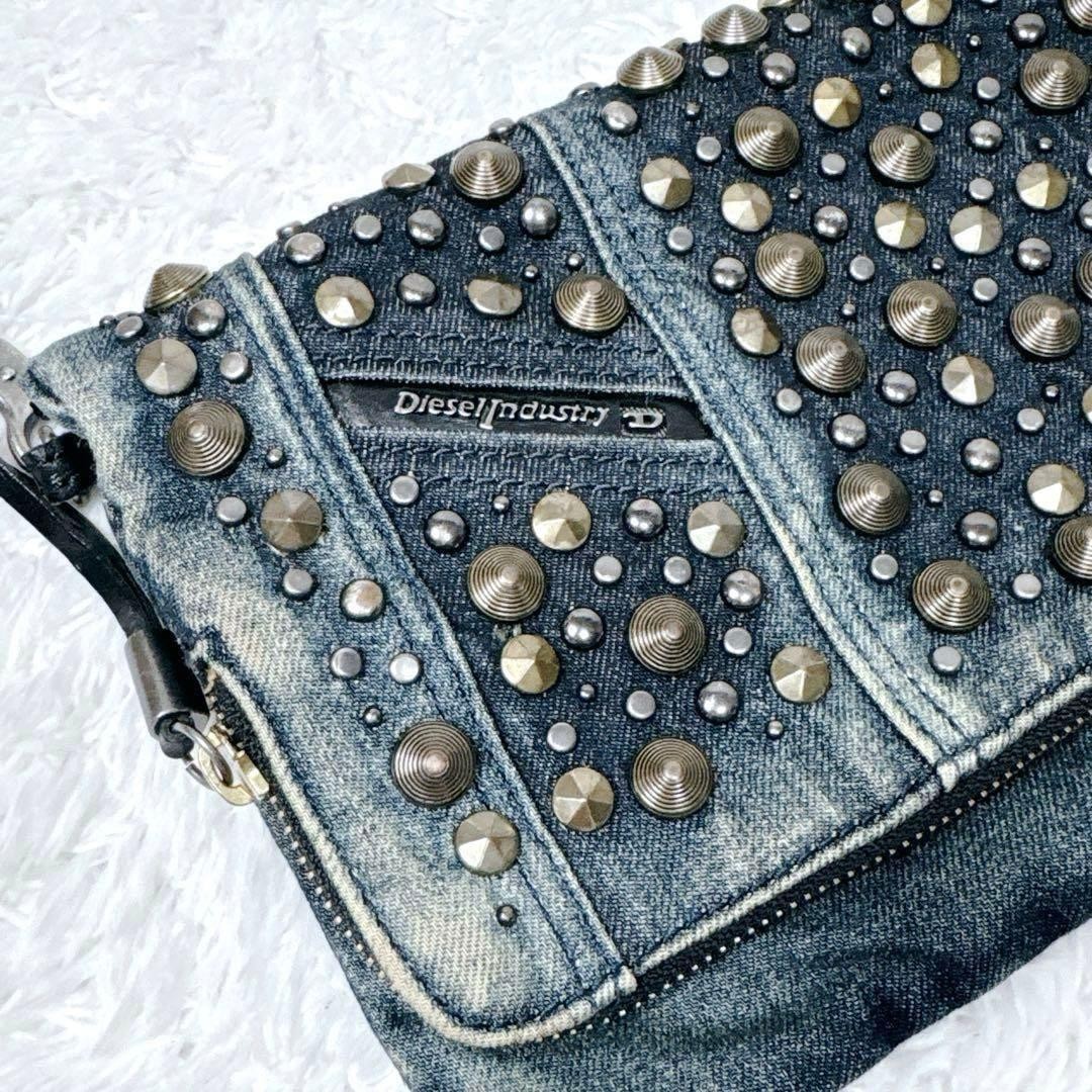 DIESEL Studded Denim Shoulder Bag Indigo Used - Gem