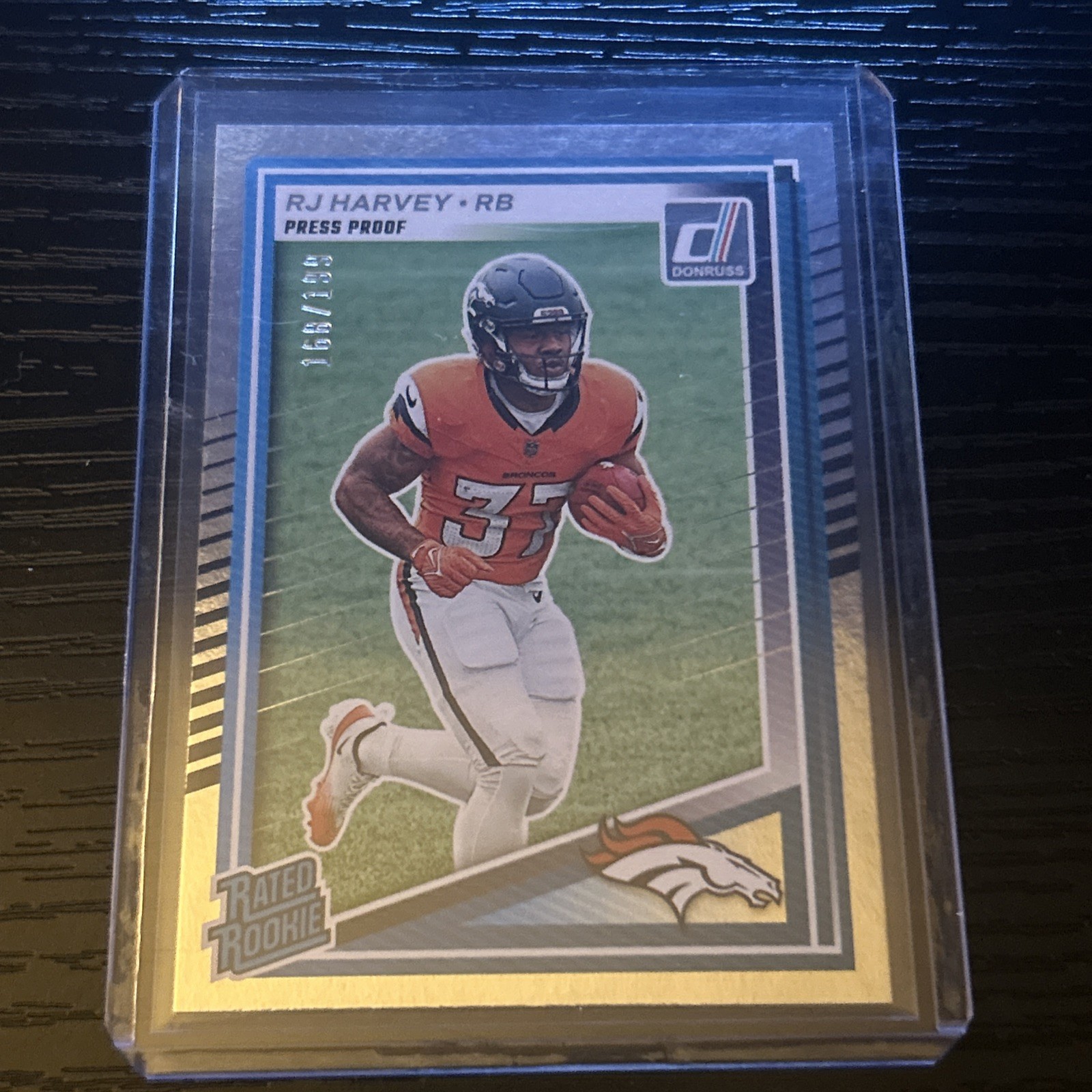 2025 Panini Donruss Rated Rookie RJ Harvey #312 Press Proof Silver /199 (RC)