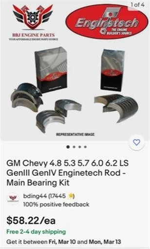 ENGINETECH Cam Bearings for Amc Jeep Wrangler 232 242 4.0 258 6 Cyl 1964 - 2006 - Image 2 of 3