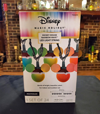 Disney Magic Holiday Mickey Mouse Rainbow Wave LED String Lights 24 Multicolor