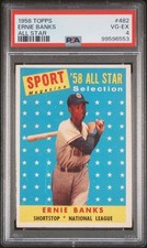 1958 Topps Baseball Card ERNIE BANKS All Star #482 Chicago Cubs PSA 4